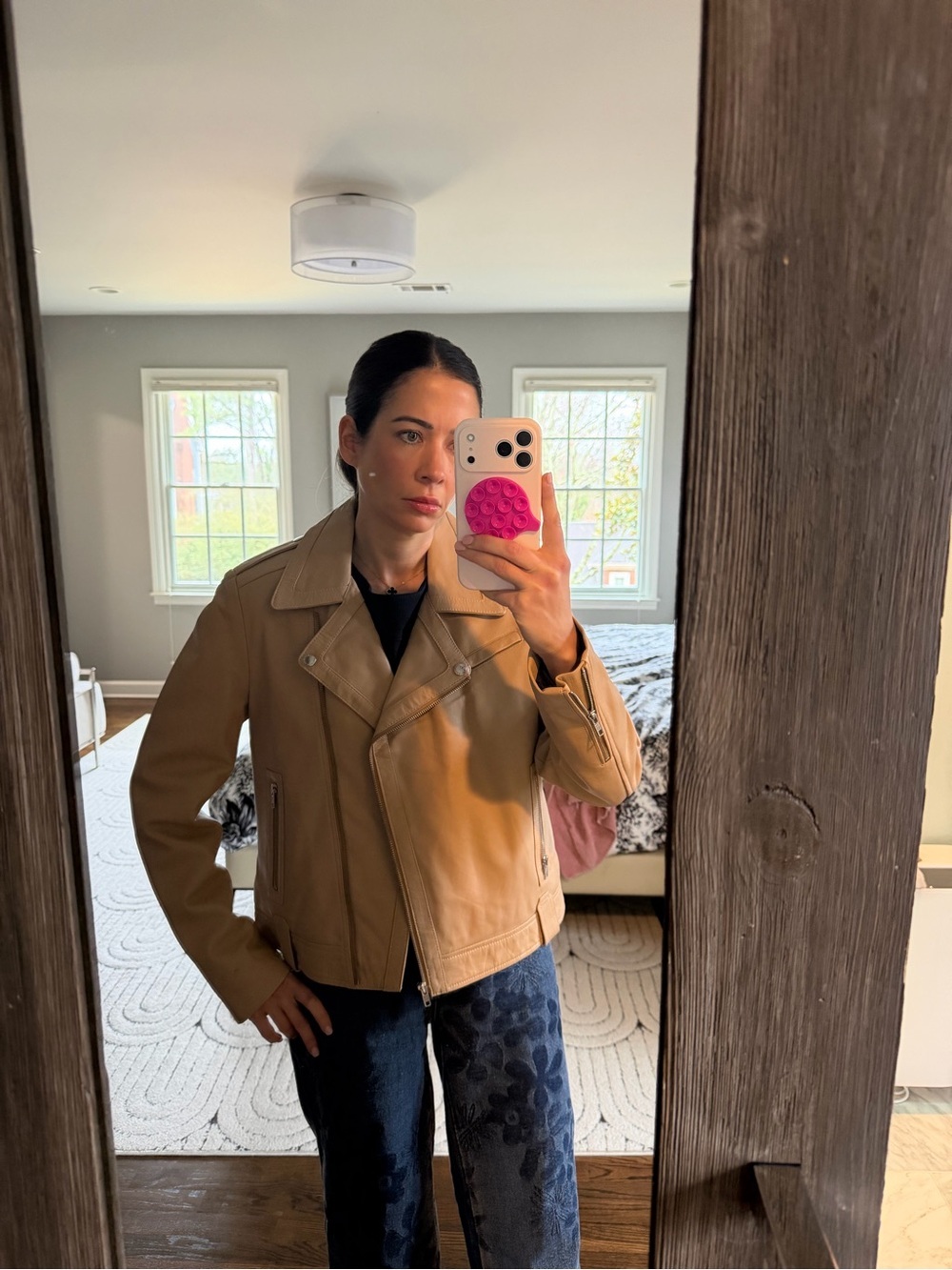 Each x Other Women's Tan Leather Moto Jacket - Picture 6 of 6